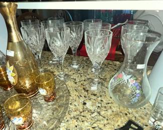 CUT GLASS WINE GLASSES