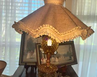 PAIR OF THESE VINTAGE AMBER COLONIAL LAMPS