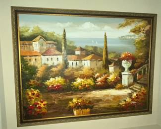 LARGE OIL ON CANVAS "THE MED"