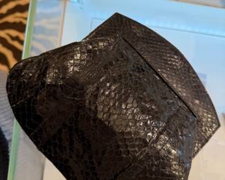 Vintage Exotic Snakeskin Leather Clutch Bag – Black Python Envelope Evening Purse.