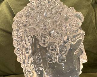 Lucite Buddha Head Sculpture – Clear Lucite Zen Buddha Bust Spiritual Meditation Decor