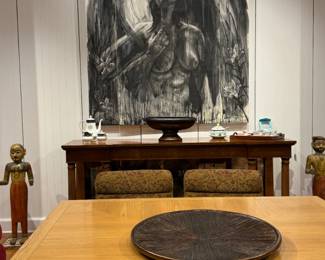 Large Contemporary Expressionist Angel Painting – Black & White Charcoal Figurative Female Canvas Wall Art