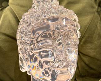 Lucite Buddha Head Sculpture – Clear Lucite Zen Buddha Bust Spiritual Meditation Decor