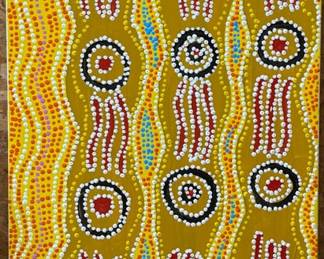 Aboriginal Dot Painting “Fire Dreaming” by Mike Japaljarri Walker – Australian Indigenous Art