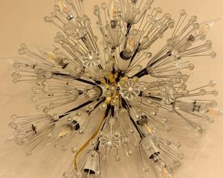 Mid Century Modern Sputnik Crystal Chandelier – Starburst Ceiling Light Fixture