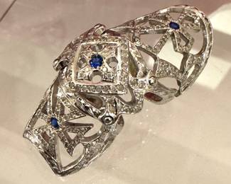 Loree Rodkin 18k white gold 1 ounce of sapphire blue , white diamonds