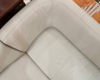 Modern Italian Style Sectional Sofa in Cream Leather with Low Profile Contemporary Design.