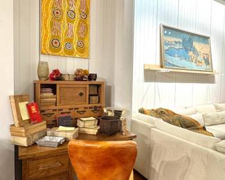 Vintage Oak Secretary Desk with Apothecary-Style Drawers – Antique Writing Desk with Organizer Cabinet