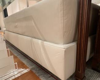 Modern Italian Style Sectional Sofa in Cream Leather with Low Profile Contemporary Design.