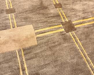 Contemporary Geometric Area Rug – Neutral Designer Dining Room Carpet