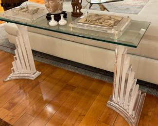 Lucite Waterfall Console Table with Glass Top – Modern Acrylic Entryway Table