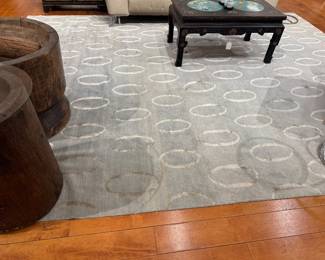 Modern Contemporary Area Rug – Gray Circle Pattern Designer Carpet