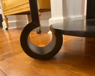 Round 2-Tier Accent Table – Black round two-tier accent table with decorative curved legs, perfect for living room or bedside storage.