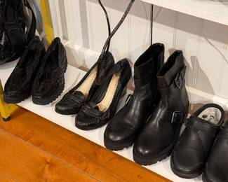 Women’s Black Leather Platform Ankle Boots with Buckle – Chunky Sole Fashion Boots.