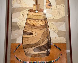 Contemporary Mixed Media Collage Artwork “Native Land” – Framed Modern Cultural Statement Art