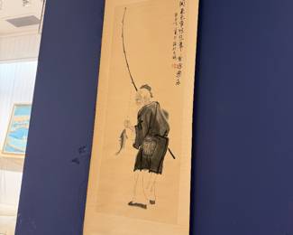 Vintage Asian Ink Landscape Painting Scroll – Traditional Chinese Wall Hanging Art.