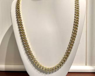 925 Silver Diamond 1.70ct 10MM 22inch Necklace
