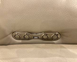 Modern Roche Bobois Cream Leather Sectional Sofa with Contemporary Low Profile Design.