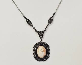 Antique Sterling Cameo Necklace