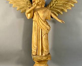 Gilded Wooden Angel Sculpture