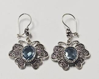 Silver Blue Topaz Earrings