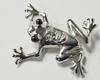 Sterling Frog Brooch