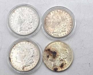 1304  4 Morgan Silver Dollars 