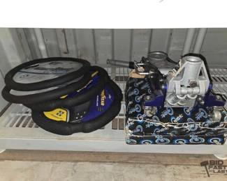 7512  Steering Wheel Covers, 2 Brake Rotors  Aluminum Floor Jack 