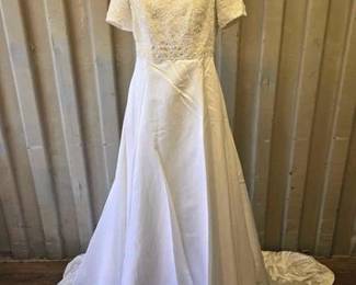 7030  Vintage White Beaded Wedding Dress 