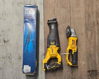 7508  Bosch Compact Tripod, Dewalt Reciprocating Saw  Dewalt Grinder 