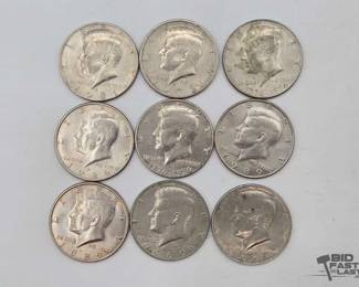 1498  9 Kennedy Half Dollars 