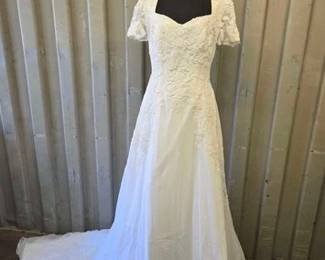 7004  Vintage White Beaded Wedding Dress 