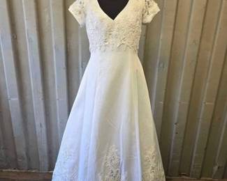 7026  Vintage White Beaded Wedding Dress 
