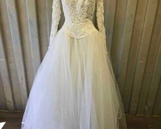 7032  Vintage White Beaded Wedding Dress 