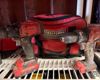 6078  3 Craftsman Drills and Craftsman Bag 