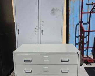 7318  Metal Storage Locker and Metal 4 Drawer Organizer 