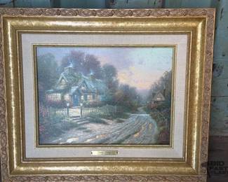 3046  Framed Thomas Kinkade Teacup Cottage Painting 