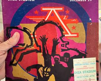 1968 AFL Championship Game with Ticket stub at Shea Stadium Dec 29
