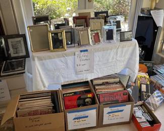 records - picture frames - tapes - cds- dads