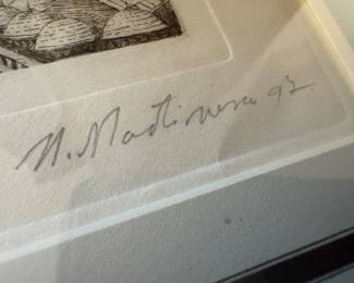 Framed Original Lithograph "Aqua Fort, Sultan Ahmed Mosque" Signed N. Nadinisu - Edition 75/99 (16"H x 15"W)