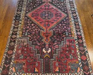 Vintage Hand-knotted Persian Hamadan Wool Rug - (99"L x 52"W)