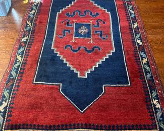 Vintage Hand-Knotted Caucasus Kazak Wool Rug (108”L x 64"W)