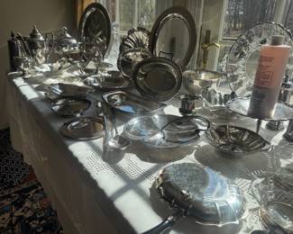 Silver Plate Dinnerware, Platters & Flatware