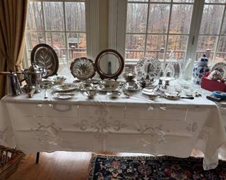 Large Collection of Silver Plate Flatware, Dinnerware & Platters