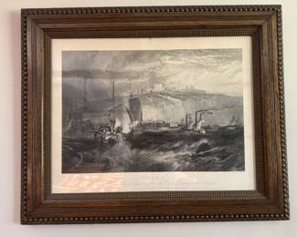 Framed Original Engraving "Dover" by James Tibbitts Wilmore Painted by Joseph Mallord William Turner