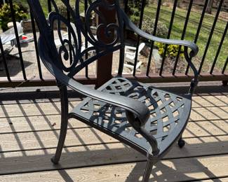 Wrought Aluminum Outdoor Patio Set (Round Table - 48"D x 29"H / 4 Chairs - 25"D x 25"W x 36" Back Height)