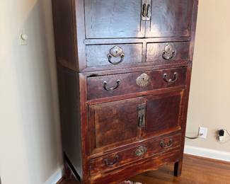 Antique Korean Two-piece Stacking Chest - (40.5"W x 21"D x 70"H)