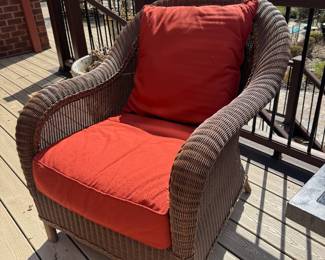 Outdoor Wicker Armchair with Removable Seat Cushions (35"W x 38"D x 36" Back Height)