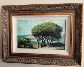 Framed Original Oil on Canvas of Landscape Signed by Deoje (16"W x 13"H)
