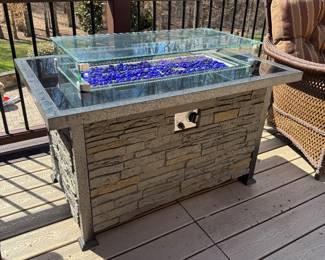 INNUMIA Outdoor Propane Stone Glass Frame Fire Pit (27-1/2"D x 43"W x 30"H)